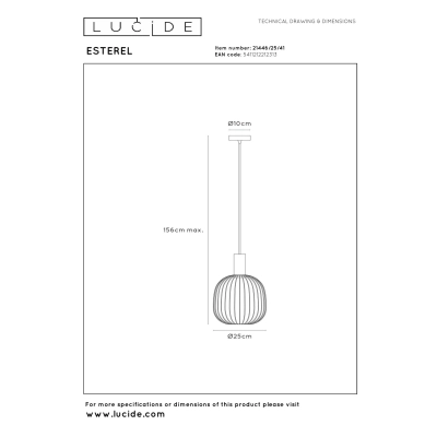 ESTEREL Lampa wisząca – Taupe – Ø25 – 1xGU10 – 25W 21446/25/41 Lucide